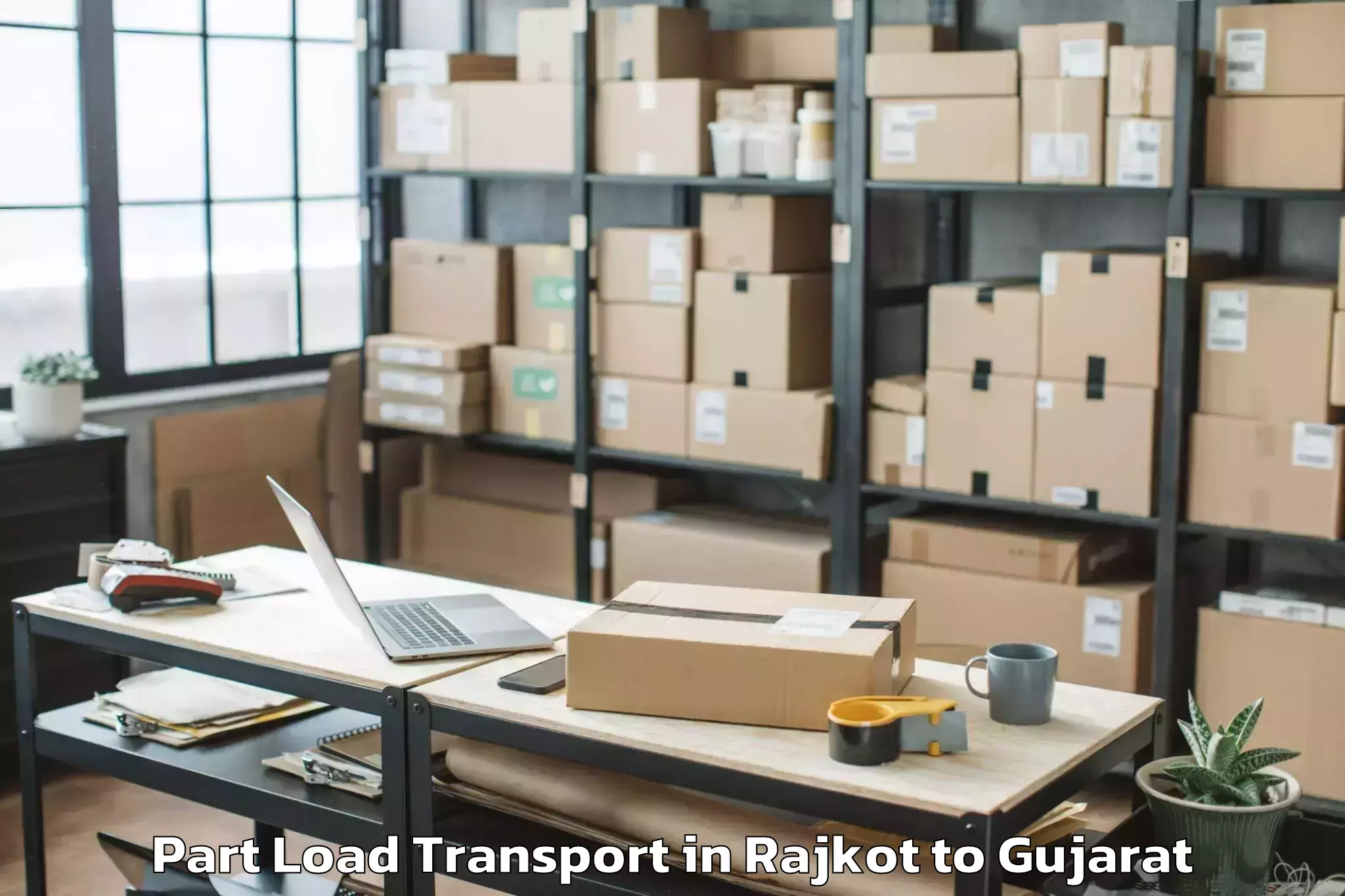 Top Rajkot to Amod Part Load Transport Available